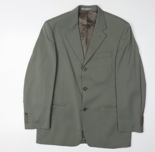 Pierre Cardin Men's Green Wool Suit Jacket 38S