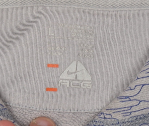 Nike Men's Grey Pullover Hoodie - Size L