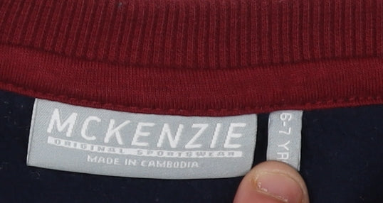 Close-up detail of McKenzie boys’ multicoloured pullover sweatshirt 6-7 years