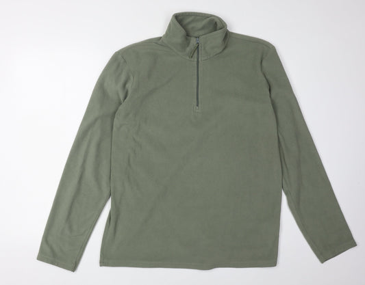 Mountain Warehouse Men's Green 1/4 Zip Fleece Sweatshirt S