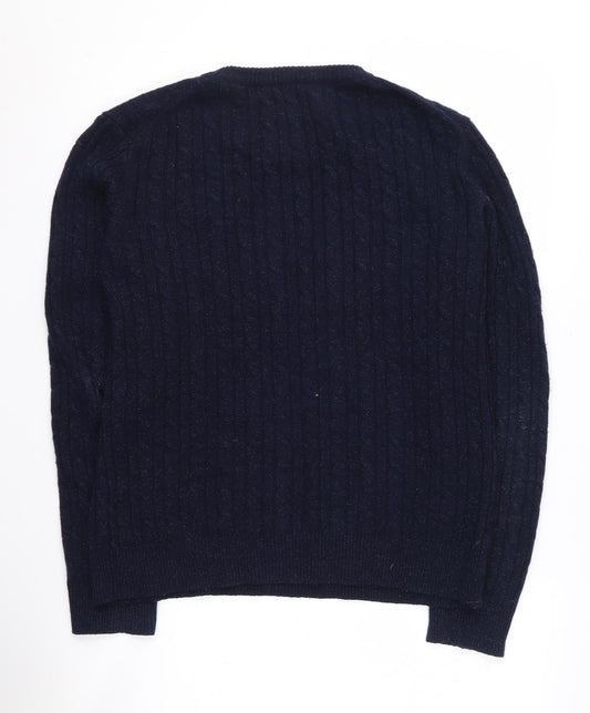 Jack Wills Women's Blue Cable-Knit Pullover Jumper Size 14