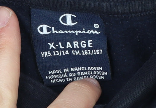 Additional view of Champion boys’ blue hoodie, 14 years, pullover, logo accents