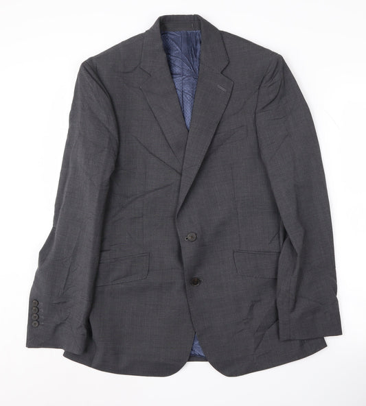 Jaeger Men's Grey Single-Breasted Suit Jacket 36r