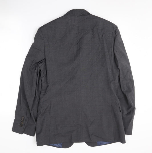 Jaeger Men's Grey Single-Breasted Suit Jacket 36r