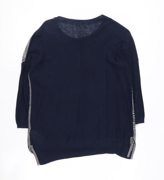 White Stuff Women's Blue Geometric Pullover Jumper Size 10