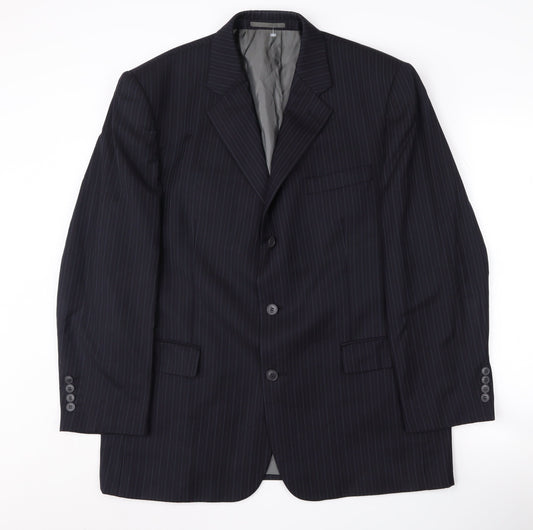 Pierre Cardin Men's Blue Wool Blazer 42S Stripe Jacket