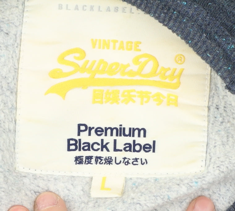 SuperDry Men's Blue Graphic Print Pullover Sweatshirt L