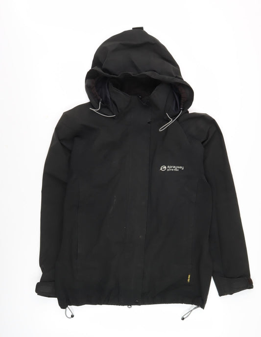Sprayway Women's Black Waterproof Hooded Rain Jacket Size 12
