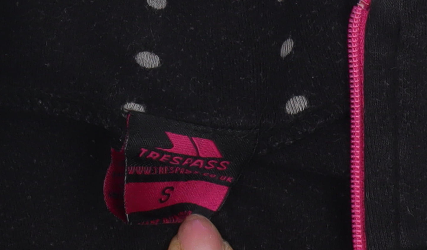 Trespass Women's Black Henley Sweatshirt, S, Polka Dot