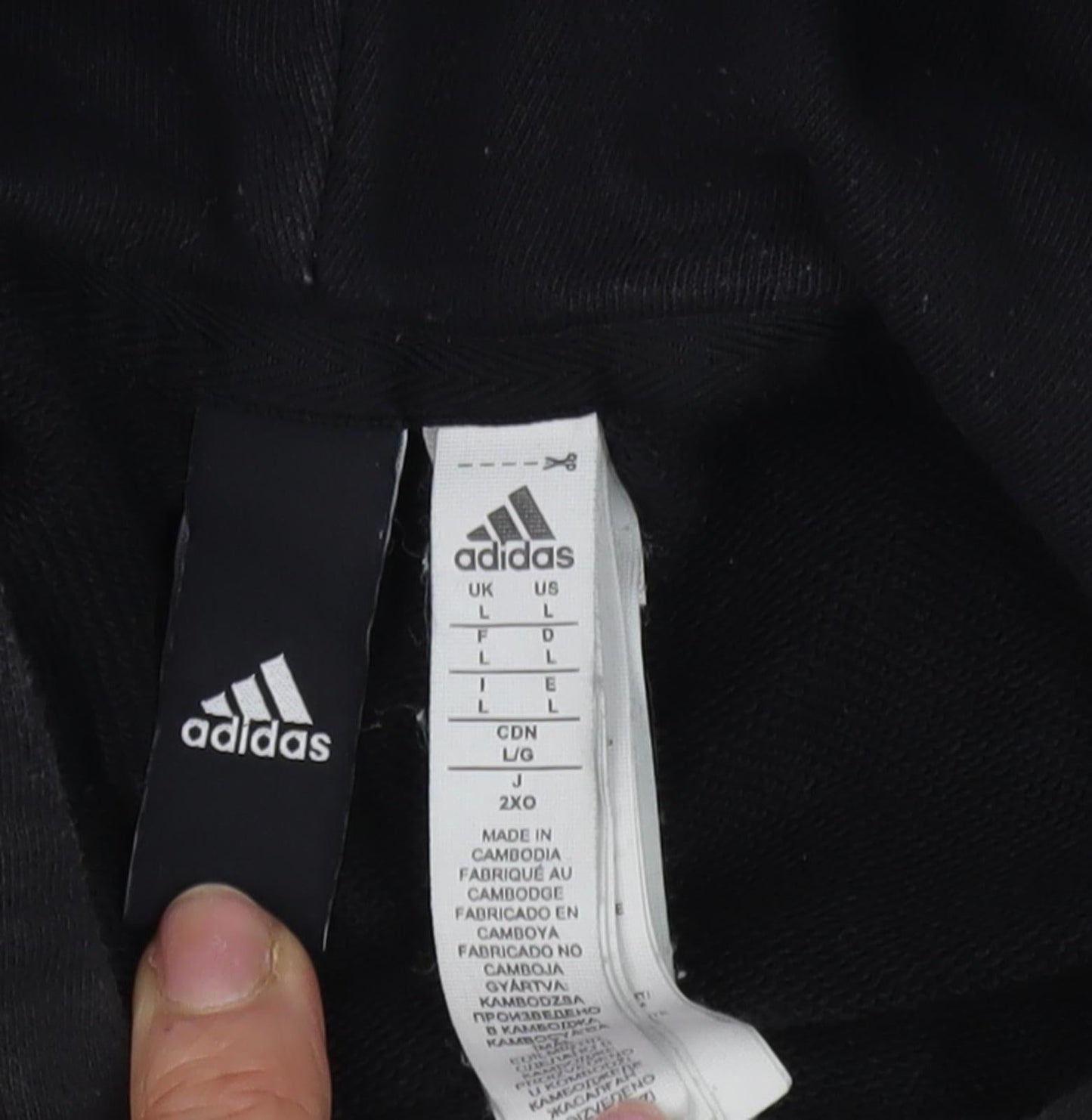 Adidas Men's Black Logo Hoodie Size L Pullover