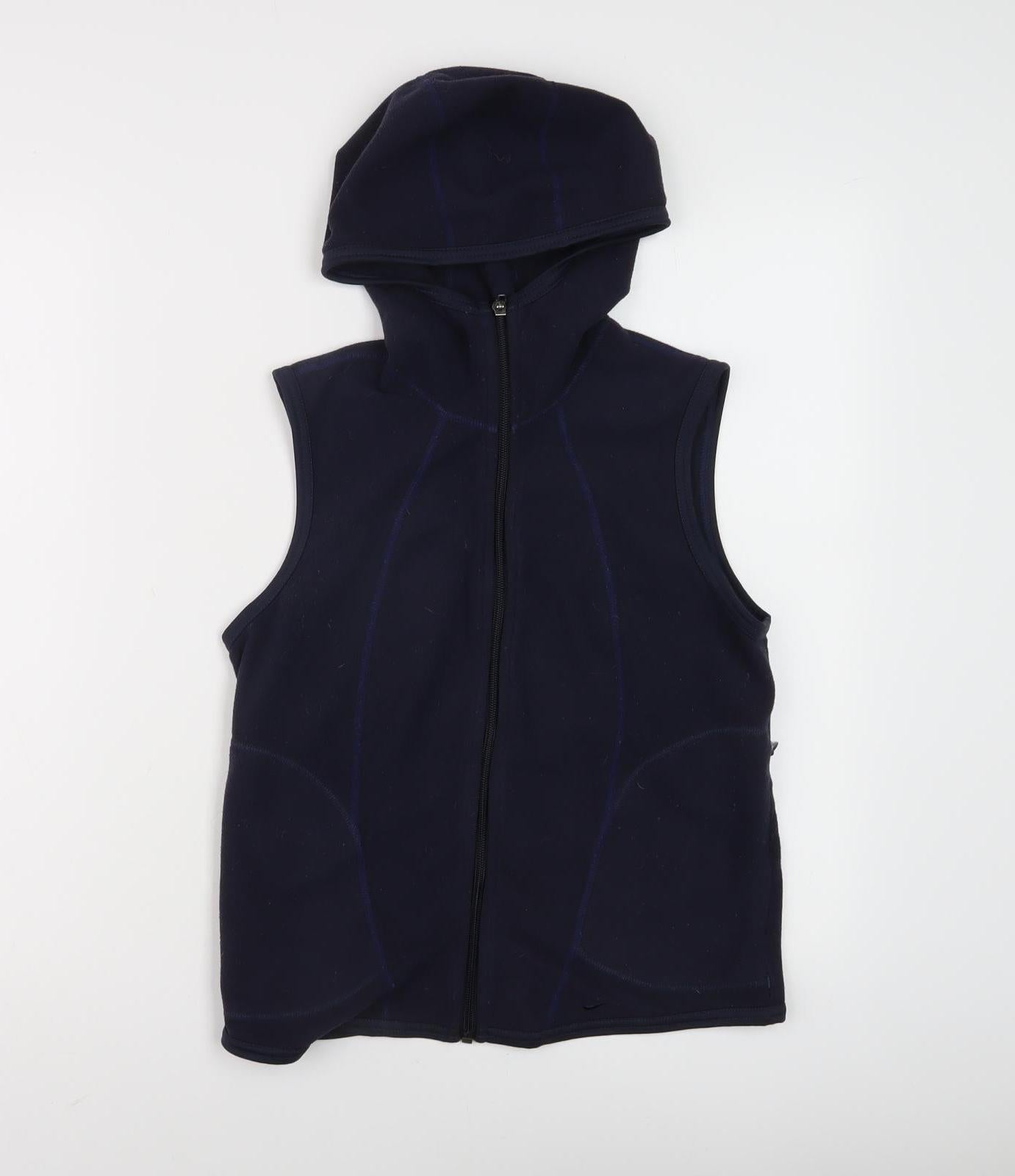 Nike Unisex Blue Hooded Waistcoat Medium