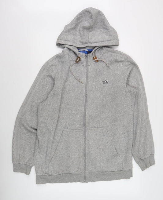 Adidas Men's Grey Full Zip Hoodie L Size