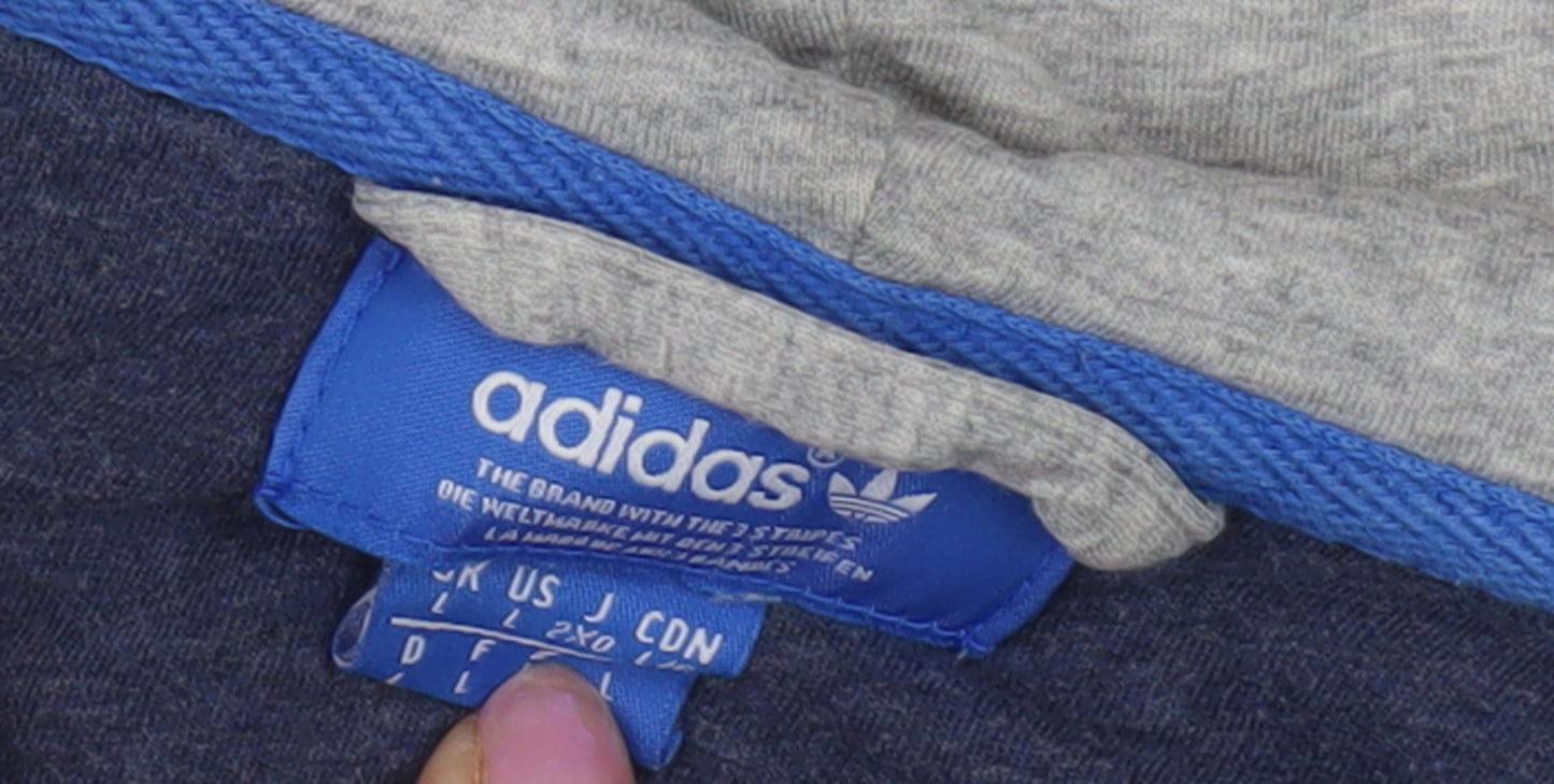 Adidas Men's Grey Full Zip Hoodie L Size