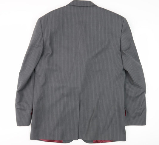 Farah Men's Grey Striped Suit Jacket 40S