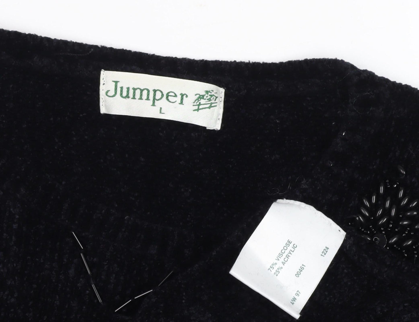 Jumper Women's Black Embroidered Viscose Jumper L