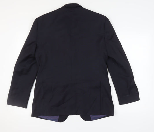 T.M. Lewin Men's Blue Regular Fit Wool Blazer 40R