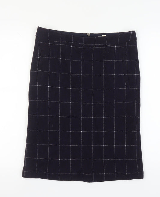 White Stuff Women's Blue Checked Pencil Skirt Size 12