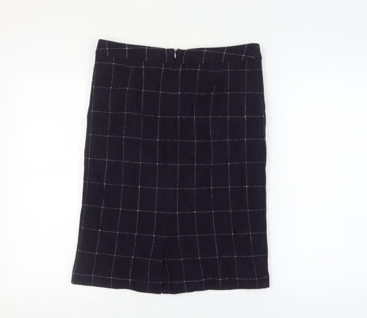 White Stuff Women's Blue Checked Pencil Skirt Size 12