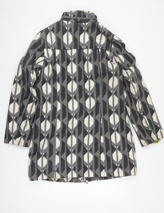 ETAGE Women's Grey Rain Coat, Size 12, Geometric Pattern