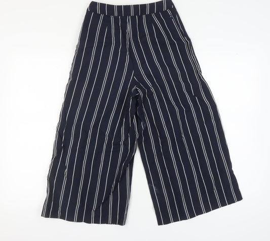 Joules Women's Blue Striped Wide-Leg Trousers Size 8