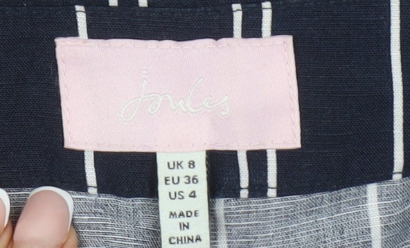 Joules Women's Blue Striped Wide-Leg Trousers Size 8