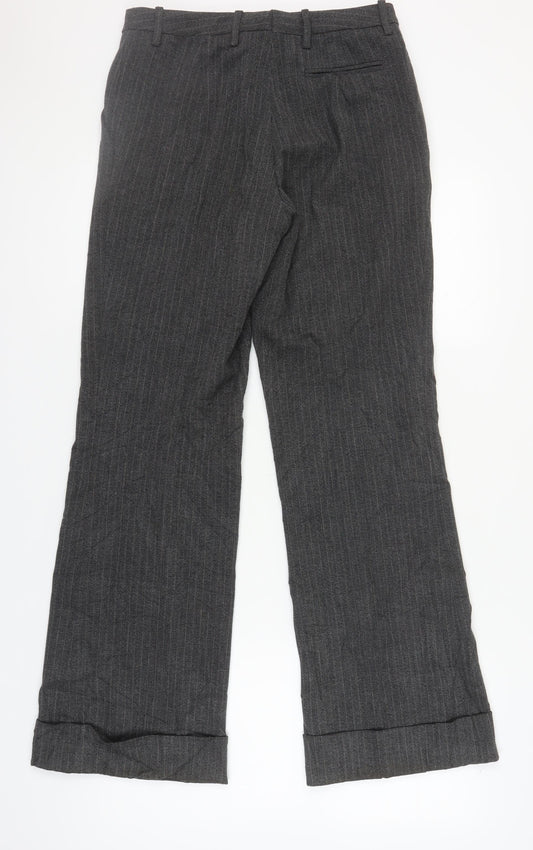H&M Women's Grey Striped Trousers Size 10