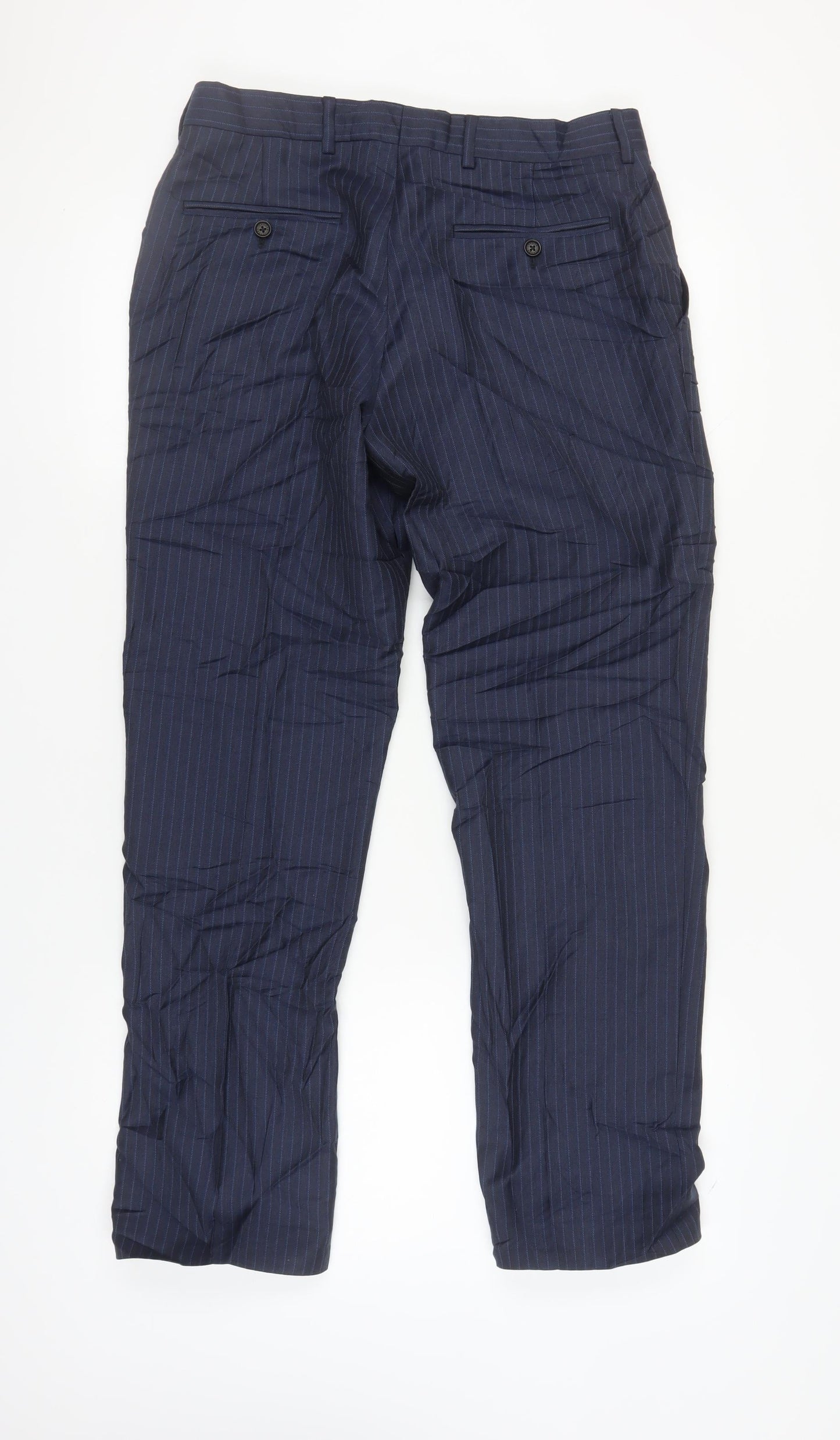 Jaeger Men's Blue Striped Wool Trousers 32R