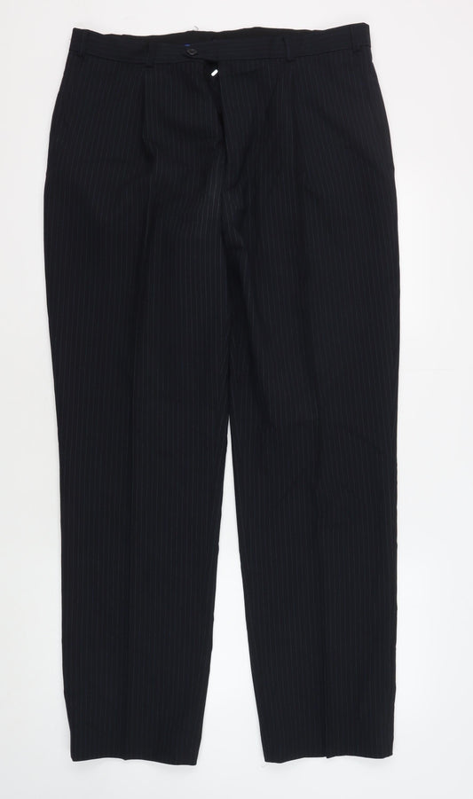 Daniel Hechter Men's Black Striped Dress Pants, Size 36