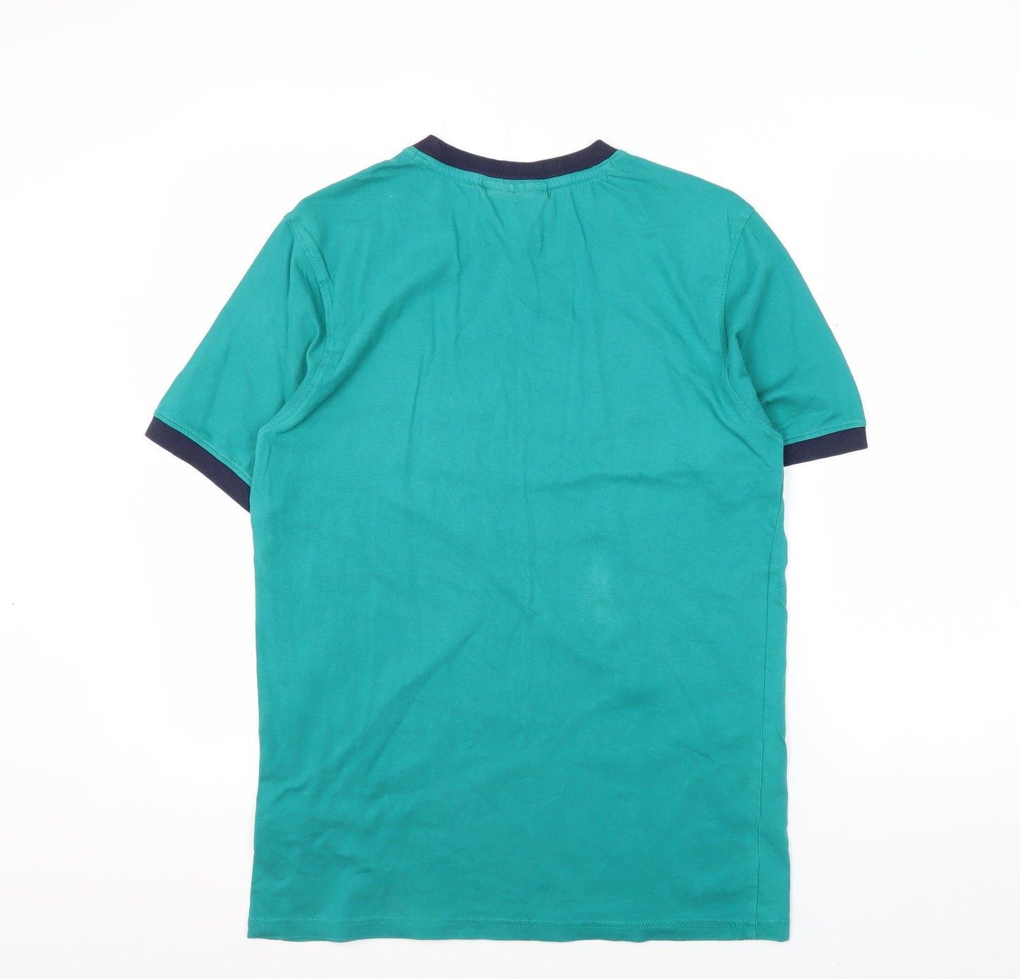 Fila Men's Green Cotton Crew Neck Logo T-Shirt, Size S