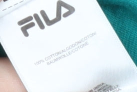 Fila Men's Green Cotton Crew Neck Logo T-Shirt, Size S