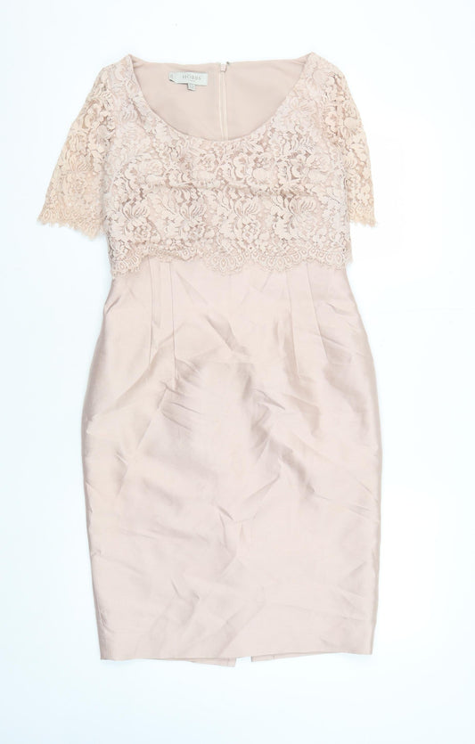 Hobbs Women's Beige Sheath Dress, Size 8, Formal Elegance
