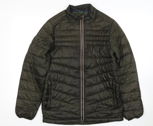 Jack & Jones Boys Green Puffer Jacket, Full Zip, Size 11-12 Years