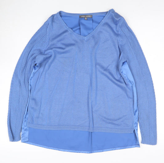 Womens UK Size 10 Laura Ashley Blue Cotton Blend Blouse