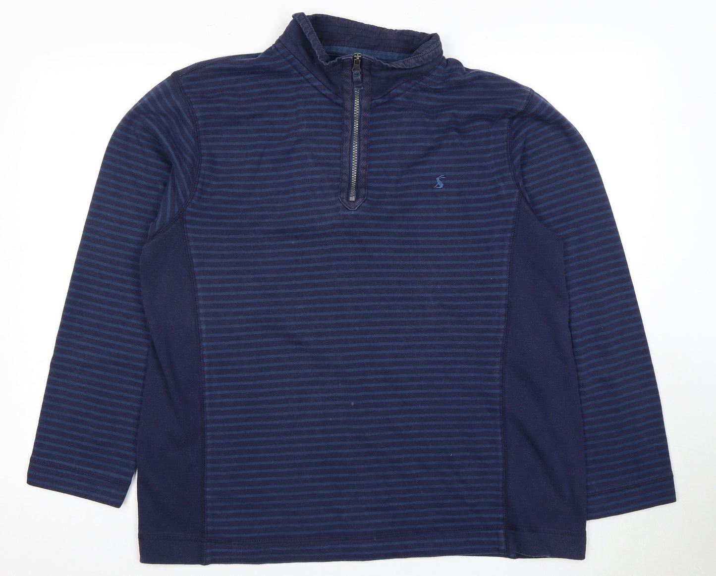 Joules Men's Blue Striped 1/2 Zip Hoodie - Size L