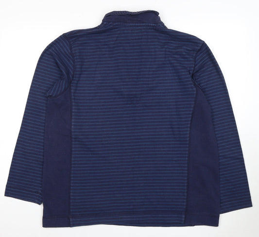Joules Men's Blue Striped 1/2 Zip Hoodie - Size L