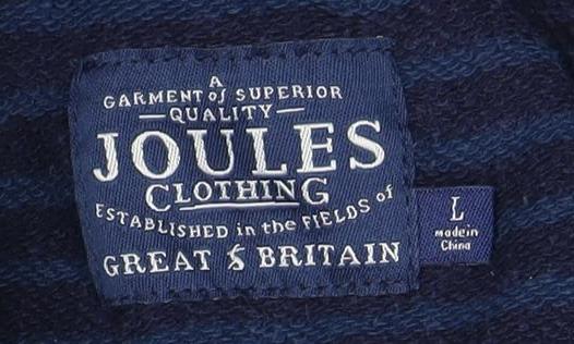 Joules Men's Blue Striped 1/2 Zip Hoodie - Size L