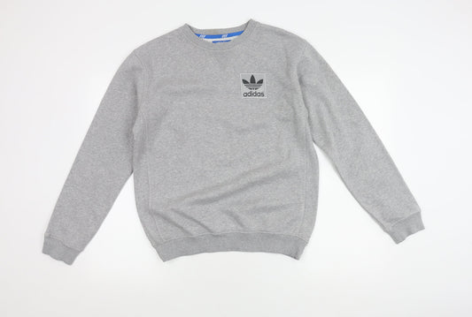Adidas Men's Grey XS Pullover Sweatshirt with Logo