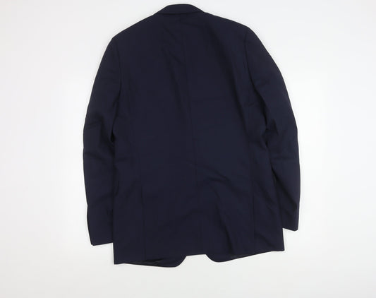 Jaeger Men's Blue Wool Blazer, Size 40R Formal Wear