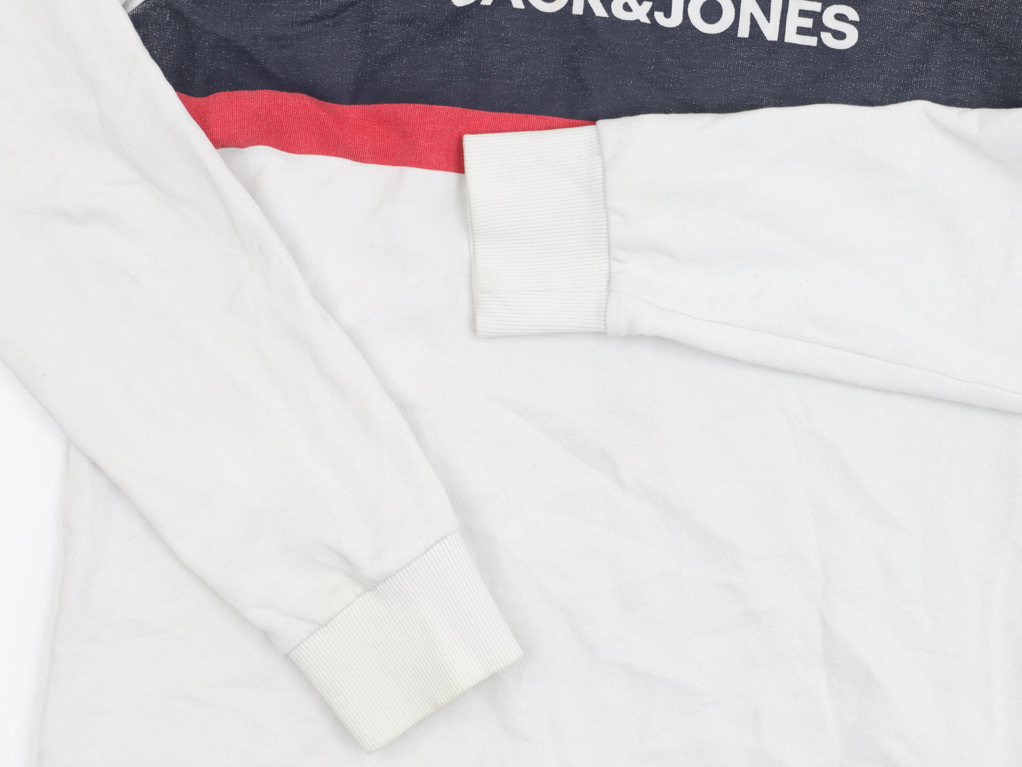 Jack & Jones Men's White Graphic Pullover Sweatshirt M