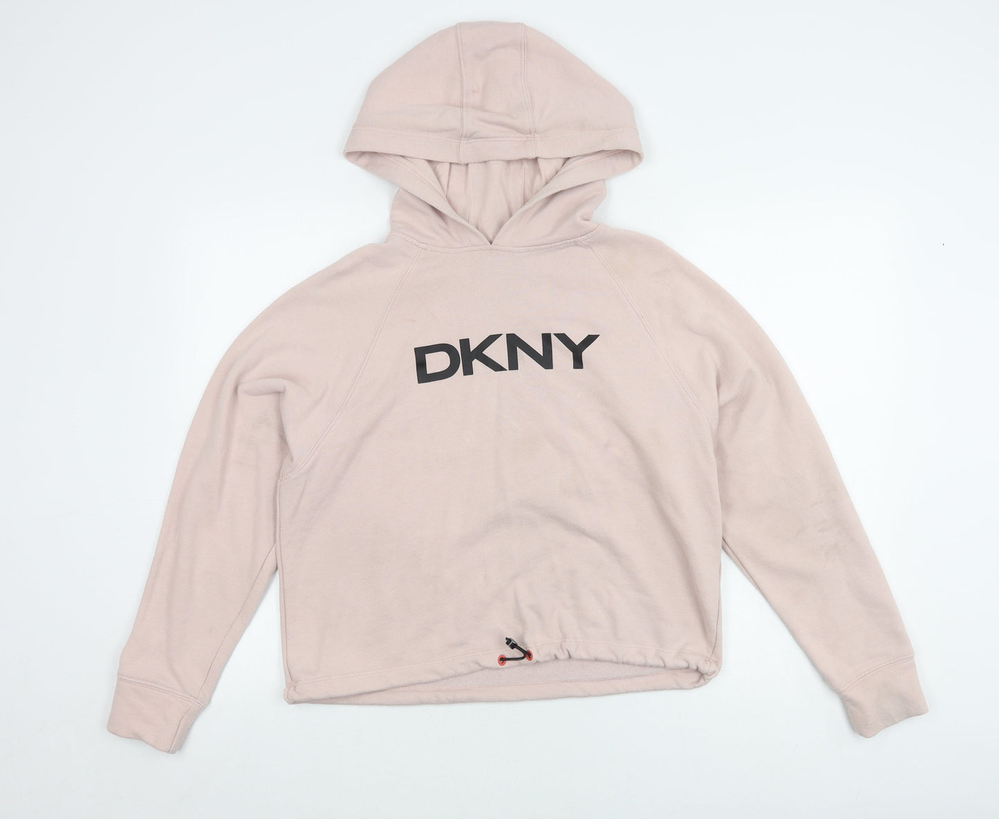 DKNY Women's Pink Logo Pullover Hoodie, Size S