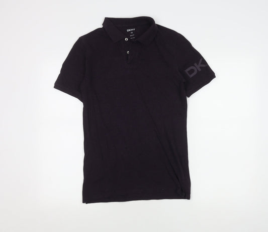 DKNY Men's Black Slim Fit Polo, XS, Short Sleeve