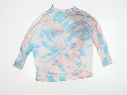 Adidas Women’s Blue Pink Tie-Dye Crew Neck Sweatshirt L