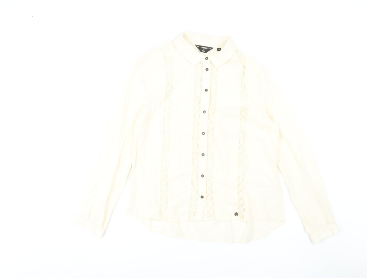 Superdry Women's Ivory Button-Up Shirt UK 10