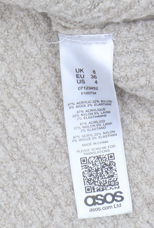 Close-up detail of ASOS Women's Beige Crew Neck jumper, size 8