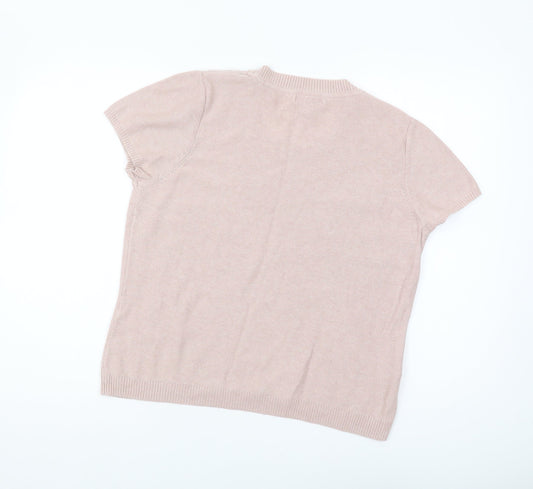 Laura Ashley Women's Pink Cable-Knit Pullover Jumper Size 16