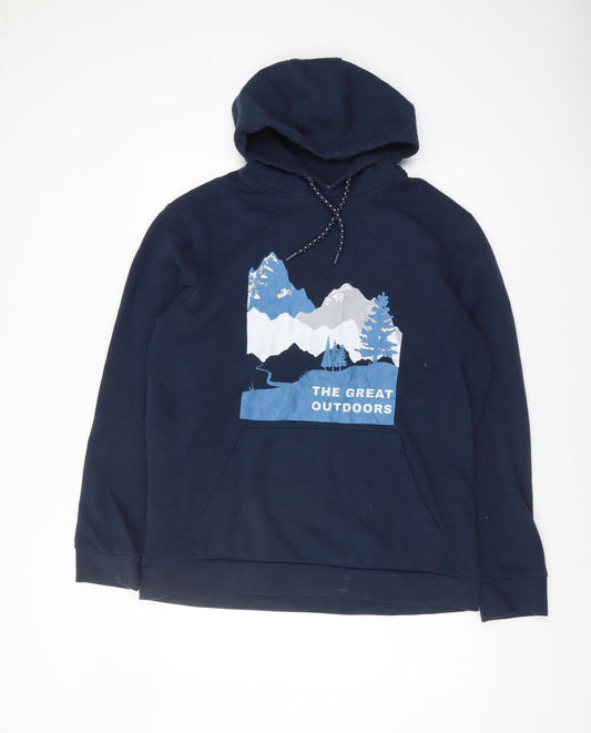 Mountain Warehouse Men's Blue Hoodie L Outdoor Graphic