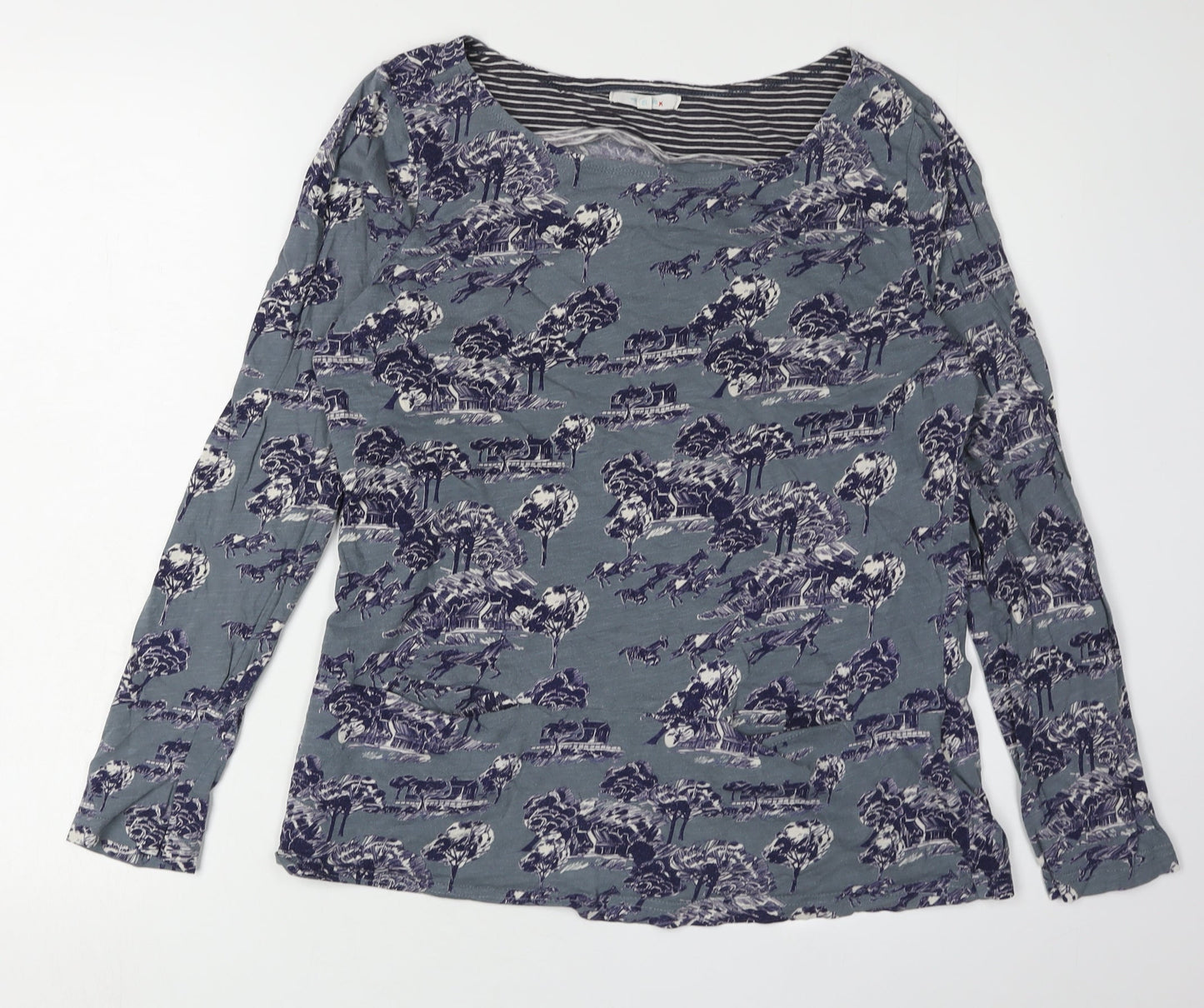 White Stuff Women's Long Sleeve Cotton Top Size 12 Horses