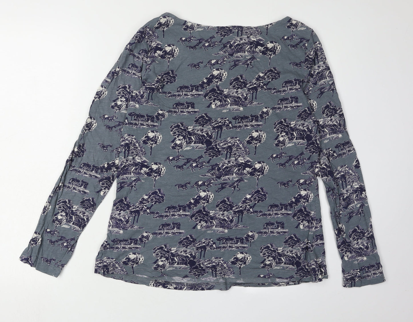 White Stuff Women's Long Sleeve Cotton Top Size 12 Horses