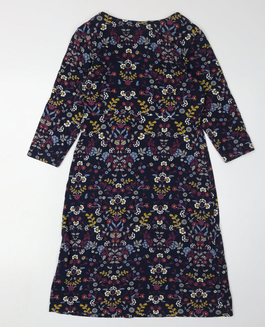 Weird Fish Women's Multicoloured Floral Jersey Dress Size 8