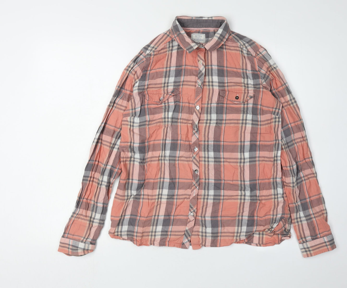 Fat Face Women's Pink Plaid Button-Up Shirt Size 12